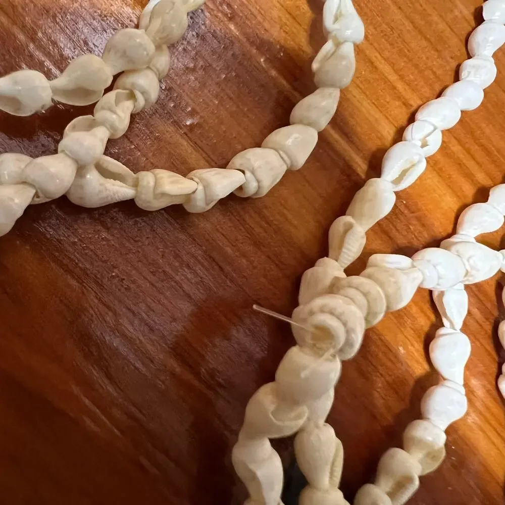 Vtg Lot 4 Hawaiian White Nassa Dove Tail Shell Lei‎ Necklaces Long Beach Aloha